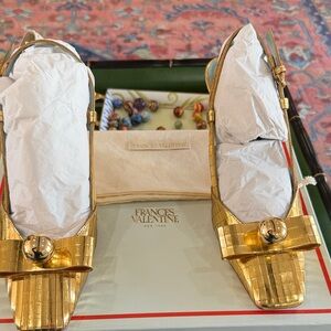 Frances Valentine Shiny Gold Heels